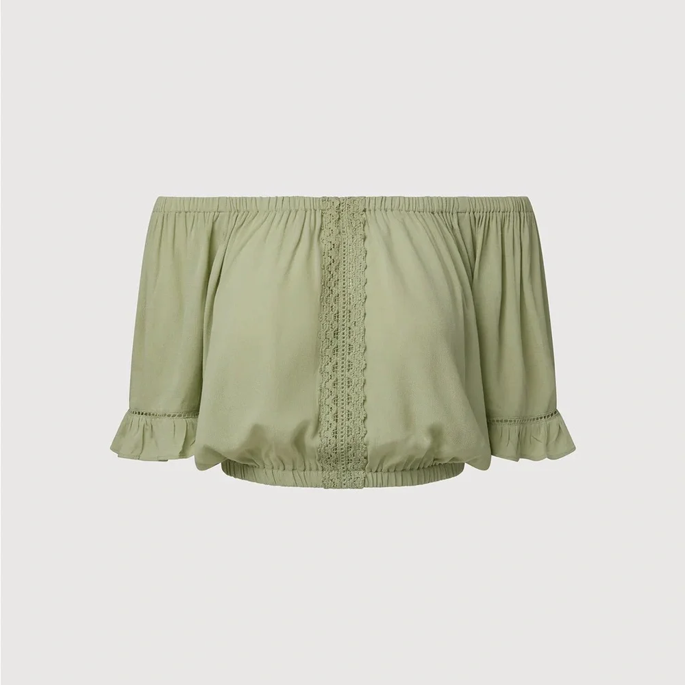 RACHEL PARCELL Bohemian Green Off-Shoulder Skirt Set medium and large - Picture 4 of 11